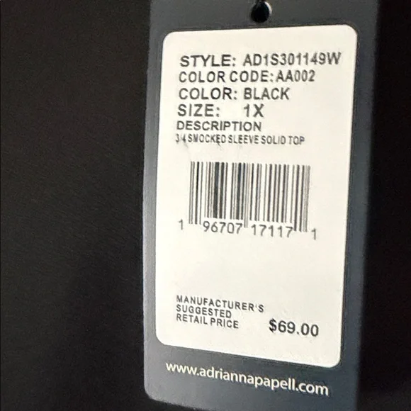 Adrianna Papell Black Blouse with Smocked Sleeves - Picture 4 of 10